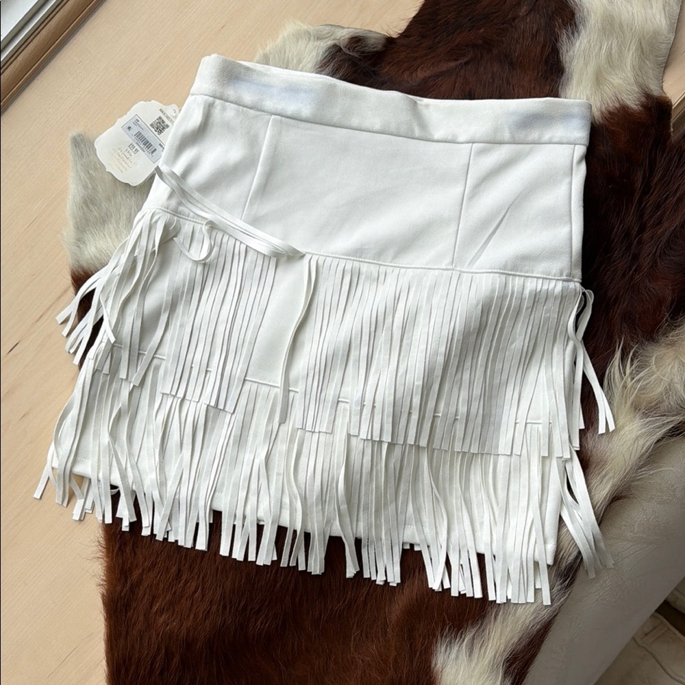Alter’d State White Fringe Mini Skirt